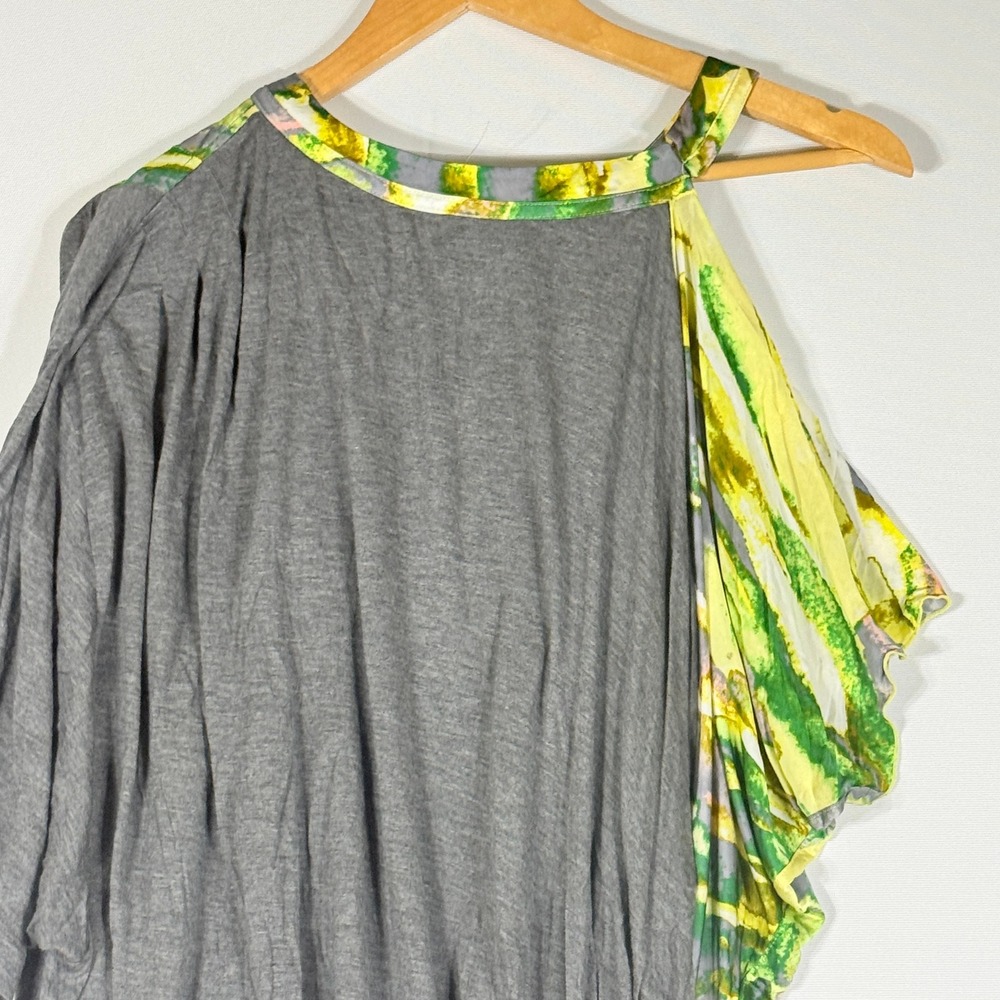 NEW BCBG Maxazria Runway Womens Medium Dress Grey Lime Abstract Asymmetrical - Picture 7 of 12